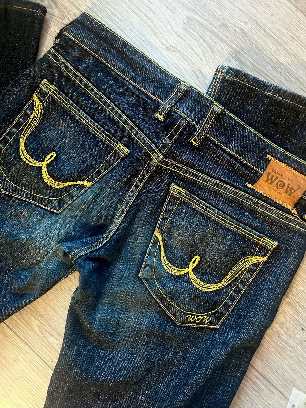 WOW Low Rise Dark Wash Blue Skinny Jeans with Back Pocket Details